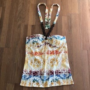 🔥 HALTER TANK TOP ➡️ BRA CUPS BEADED NECKLINE🌼